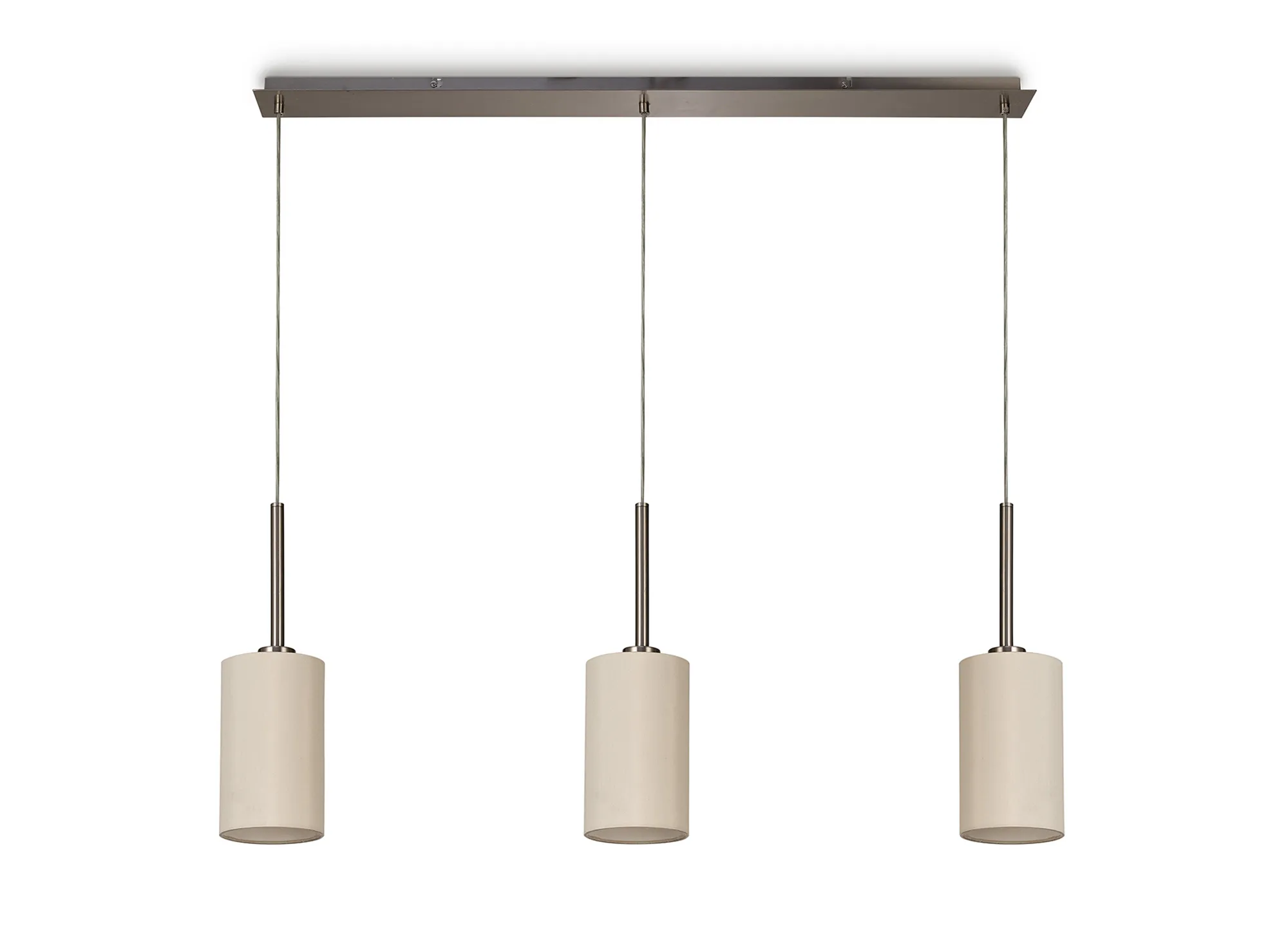 Baymont 12cm Shade 3 Light Pendant Satin Nickel, Ivory Pearl DK0776  Deco Baymont SN IV